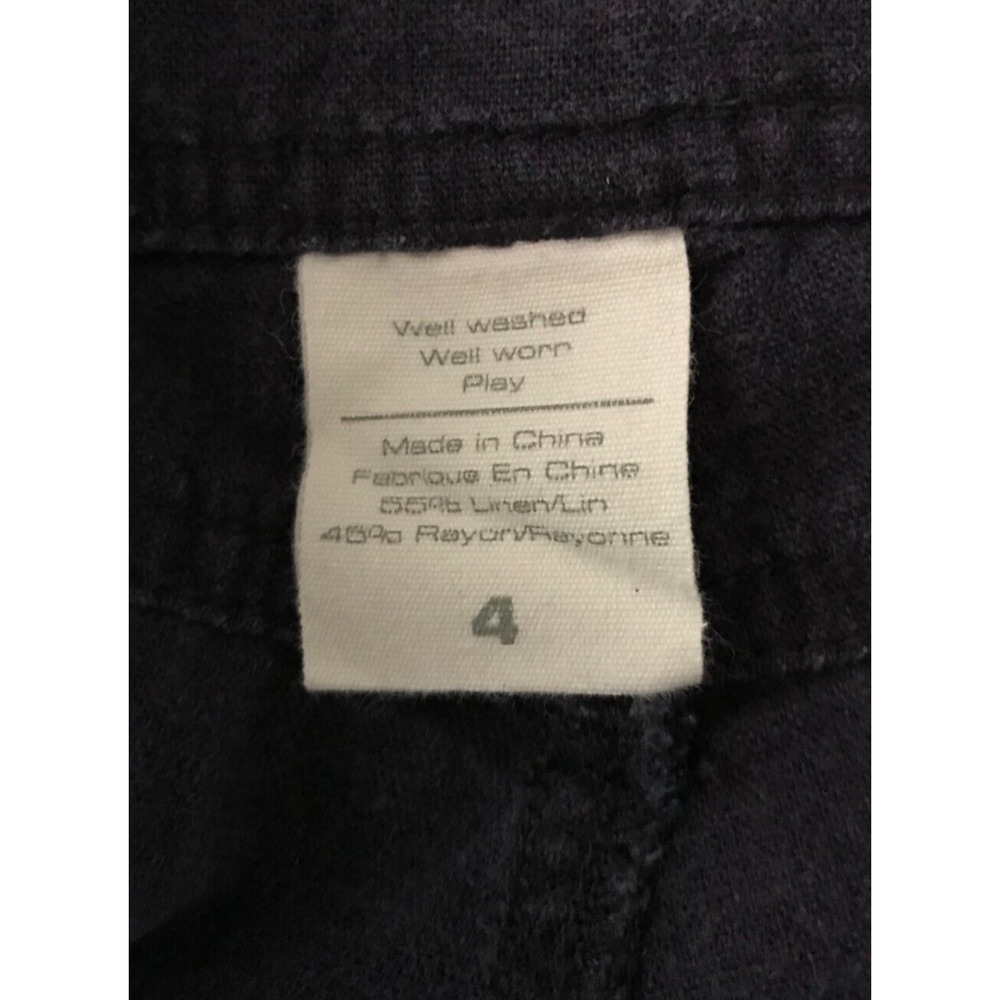 Anthro Hei Hei Linen Cargo Pants 4 Navy Cropped Drawstring - Picture 12 of 13